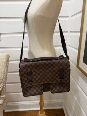 Louis Vuitton Brown Checkered Laptop Messenger Bag